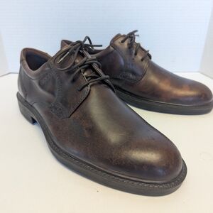 Men's Size 43 9.5/10 Ecco Shock Point Disressed Brown Leather Casual Dress Shoes